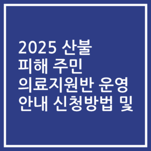 2025 산불 피해 주민 의료지원반 운영 안내 신청방법 및