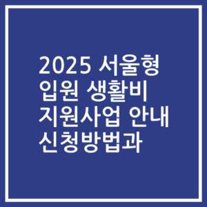 2025 서울형 입원 생활비 지원사업 안내 신청방법과